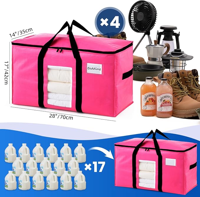 TAILI 4 Pack Pink Extra Large Moving Bags, Storage Bags - Image 6