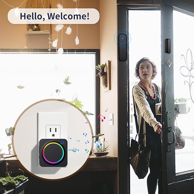 Door Chime, Door Sensor Chime When Door Opens, BITIWEND Door Entry Alarm for Business/Home/Office/Store, 600 FT Range, 32 Chimes 5 Adjustable Volume Door Ringer Alert 2Sensor + 1Receivers Black