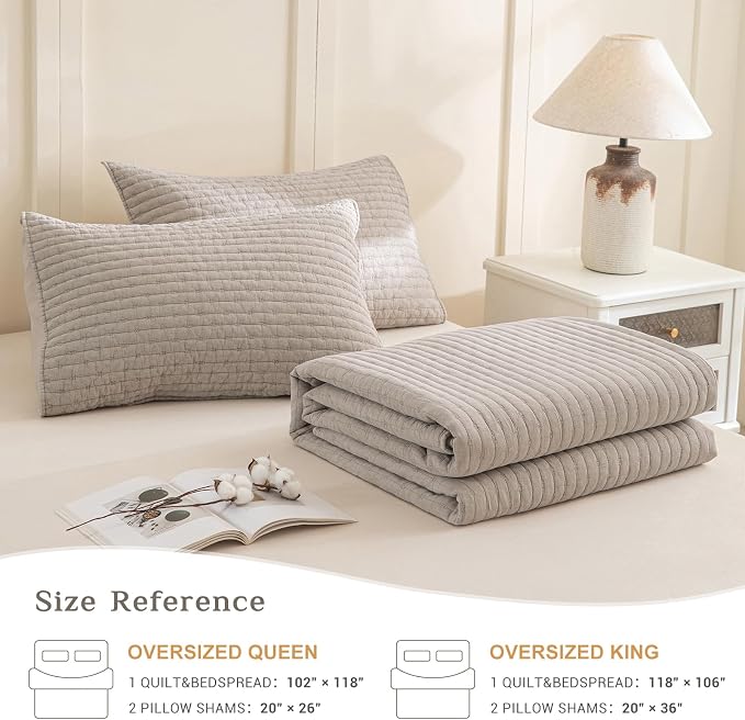 CozyTide Oversized Queen Quilt 102"x118", Stone-Washed Cotton Lightweight - Image 7
