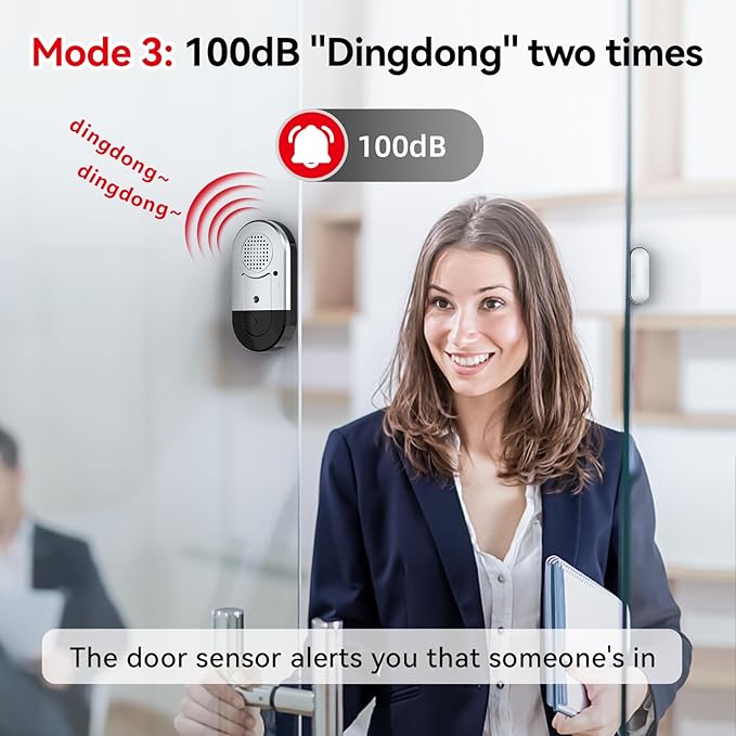 Sanjie Door Alarms When Opened,Door Window Alarm Sensors for Kids Safety/Home Security/Pool/Garage/Dementia/Toddler/Travel Security,Easy to Install,Volume Control/Loud Alert,Long Battery Life,10 Pack