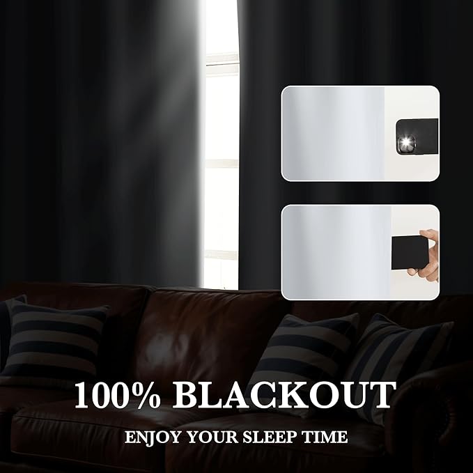 RYB HOME White 100% Blackout Curtains - Image 3