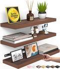BAYKA Walnut-Like Floating Shelves 15.7in, 3 Pack, Wall Mounted Wall Decor | by Bayka