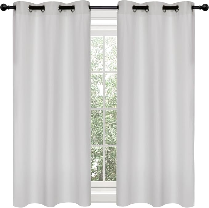 Deconovo Blackout Curtains for Bedroom and Living Room 63 Inches Long | Black - Image 2