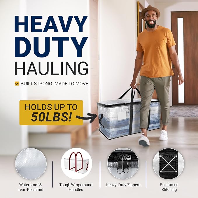 Reli. Moving Bags Heavy Duty Clear, Extra Large Totes | - Image 3