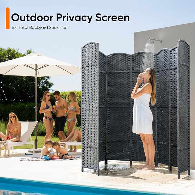 Outdoor Privacy Screen 8-Panel Folding Room Divider Space Partition | 67"H - Image 3