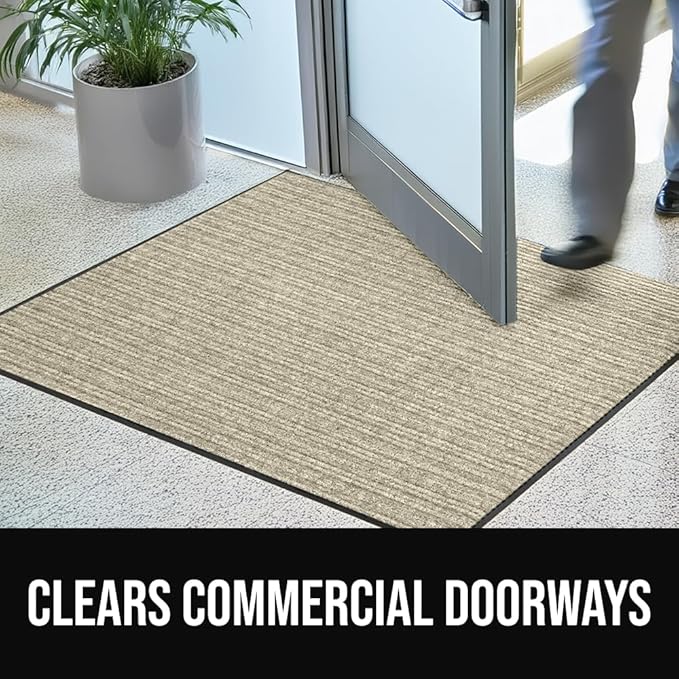 GORILLA GRIP Waterproof Traffic Guard Door Mat, 60x36, Heavy Duty Entryway Mats, Strong Rubber Back Commercial Utility Rugs for Office Hallway, Garage Floor and Home, Low Profile Carpet Runner, Beige
