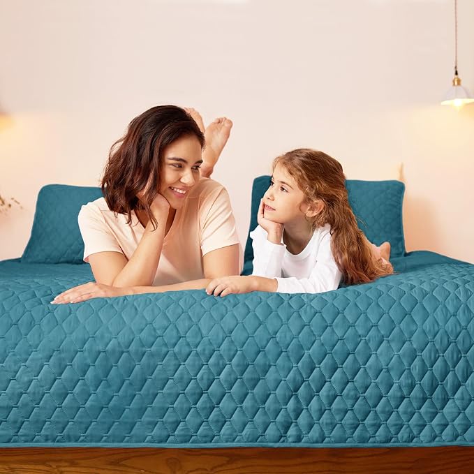 Exclusivo Mezcla Reversible Twin Quilt Bedding Set, Dusty Teal | Lightweight - Image 3