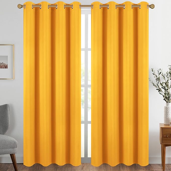Diraysid Yellow Grommet Blackout Curtains by Diraysid%2C+refresh+your+life