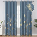 Stone Blue Blackout Curtains for Living Room 102 Inch Length 2 Panels Set by ESTELARTEXTILER
