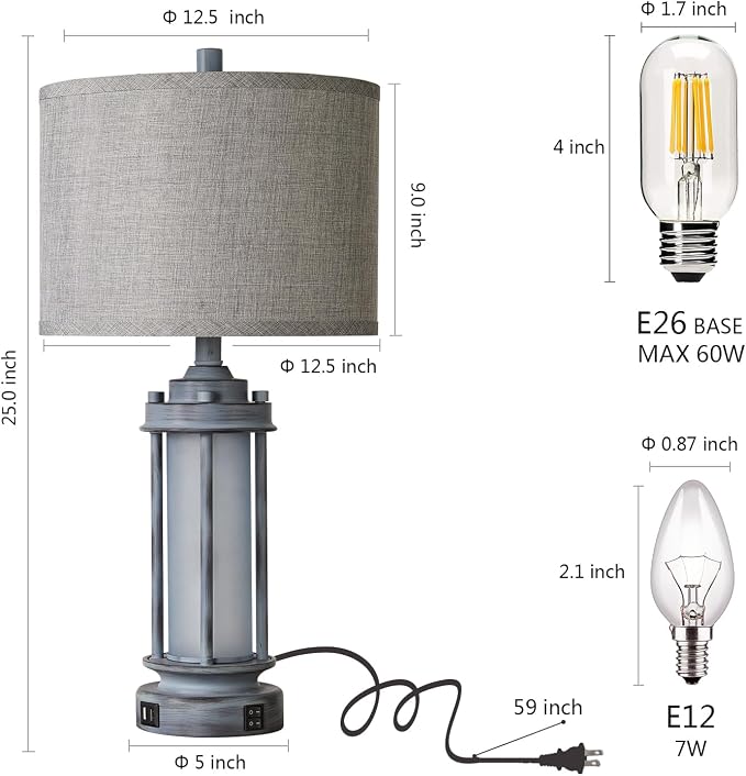 AIEAMPDO Set of 2 Rustic Table Lamps - Image 6