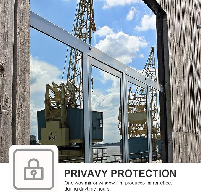 One Way Privacy Window Film Heat Control Mirror Tint 35.4Inx13.1Ft | Reflective - Image 2
