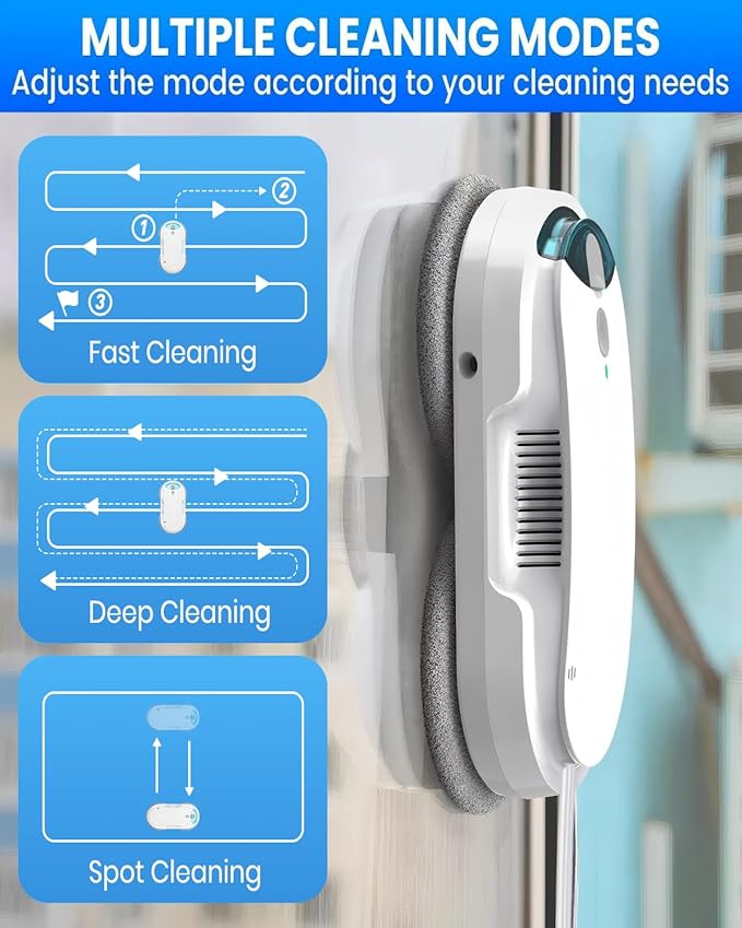 HIXZAP Smart Window Cleaning Robot with bidirectional ultrasonic Spray & 85ml Tank - Automatic Edge Detection, 2400-3200pa Strong Suction, Anti-Drop Protection for Effortless Cleaning