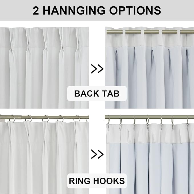 Vision Home White Pinch Pleated Full Blackout Curtains Thermal Insulated Window - Image 5