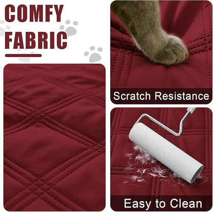 Smiry Waterproof Dog Bed Cover Blanket 52x82, Soft Reversible Pet Blanket, Washable Leakproof Cats Dogs Couch Cover for Sofa, Couch, Furniture, Lattice, Wine Red/Beige
