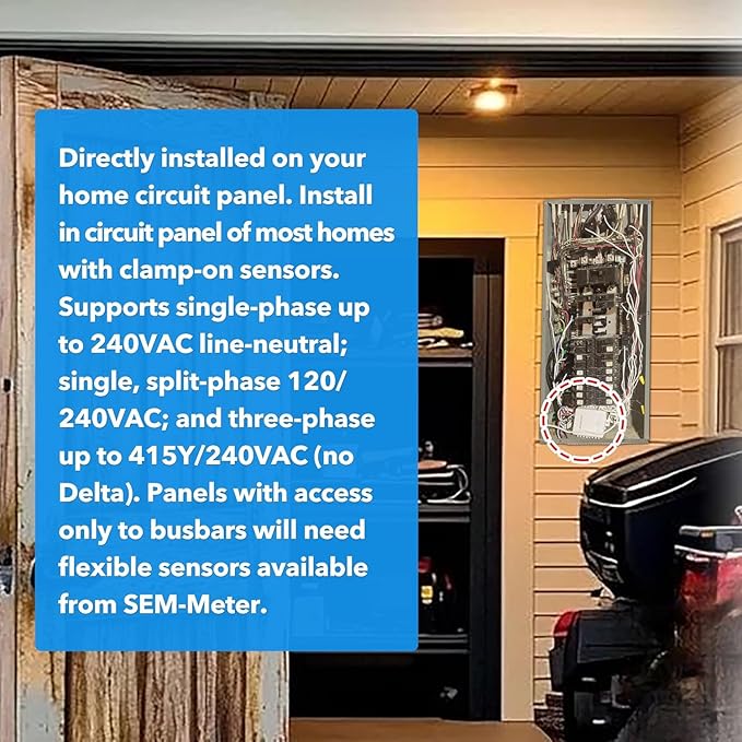Smart Home Energy Monitor, Measure Power Usage in Real-Time, History with App (2 200A Circuit Level Sensors) - Compatible with Home Assistant