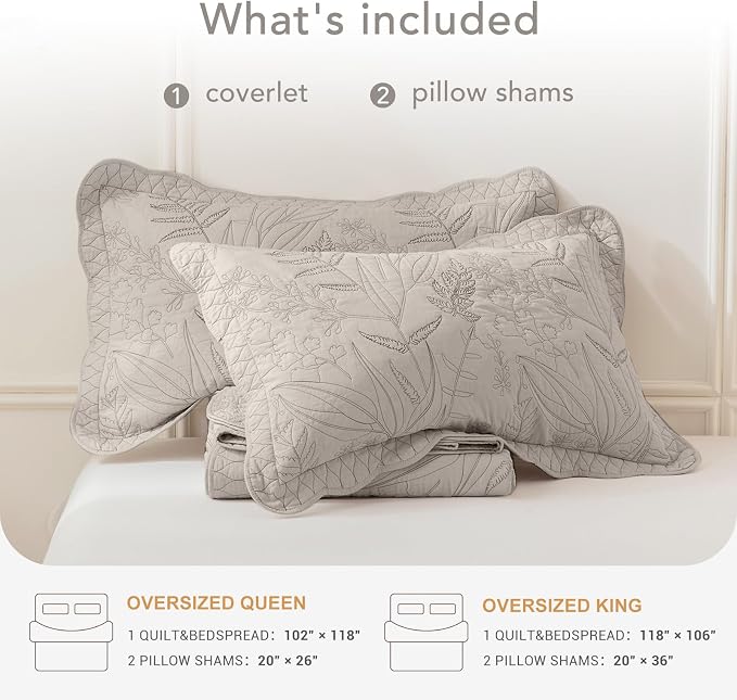 Lady Ann Oversized Queen Quilt Set, Soft & Lightweight Linen Feel Quilted - Image 4
