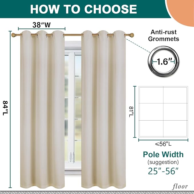 Diraysid 100% Blackout Curtains Light Beige Linen Curtains - Image 3