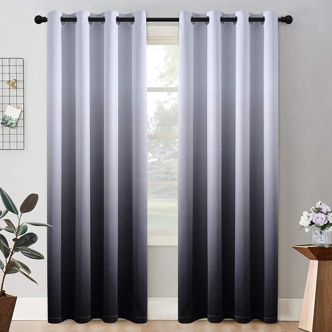 COSVIYA Grommet Ombre Room Darkening Curtains 84 inch Length 2 Panels, 52x84 by COSVIYA