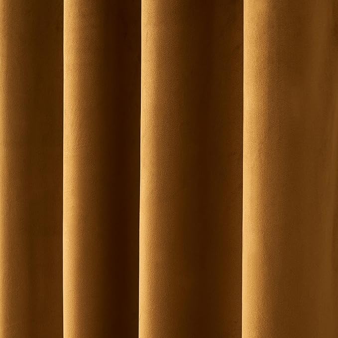 MIULEE Velvet Curtains Golden Brown 52 x 84 Inch Length Set of 2 | Grommet - Image 7