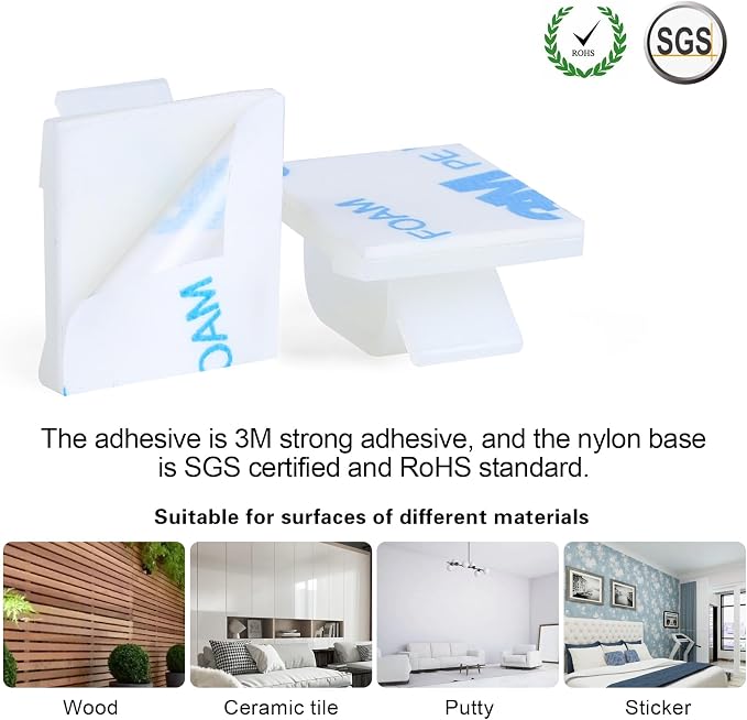120PCS XHF Adhesive Cable Wire Clips White, Cable Staples Outdoor Cable - Image 3