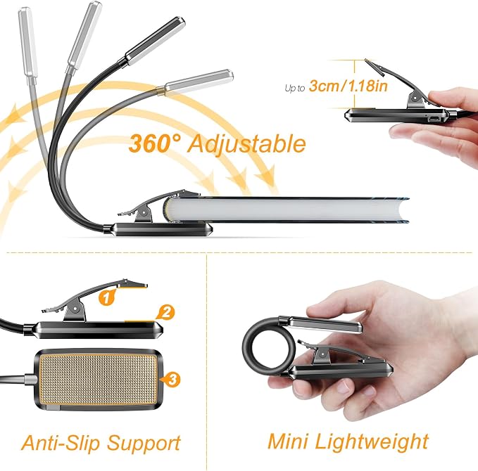 Gritin 2 Pack 9 LED Rechargeable Book Light - Image 5