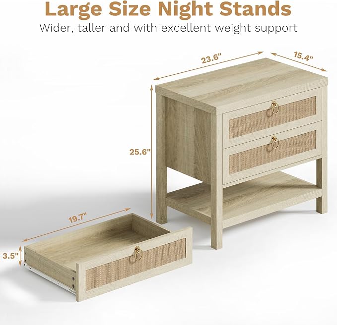 Eclatara Large Rattan Night Stand Set of 2 - Image 2