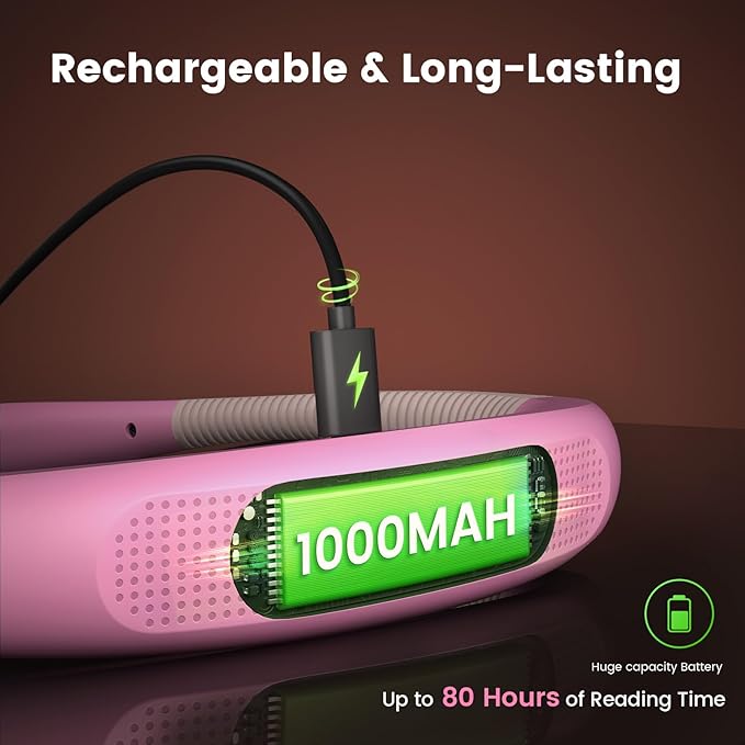 Glocusent Reading Light, 80-hr Rechargeable Book Light | 3-Color&6-Brightness - Image 4