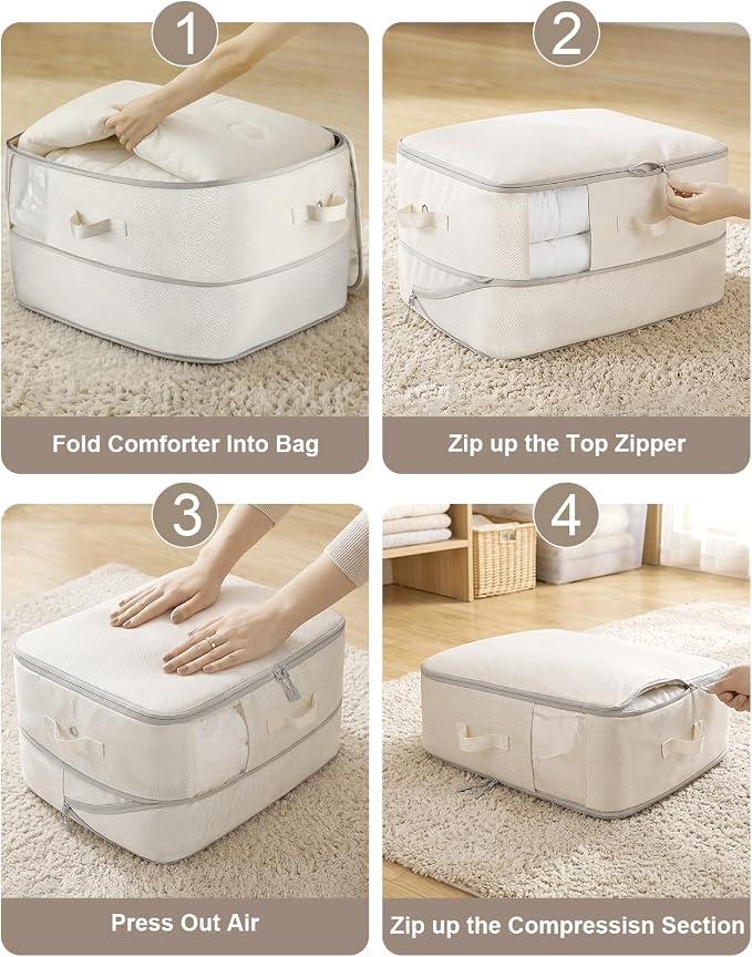 Comforter Storage Bag 2-Pack Self Compression Organizer, 22 Gallons | 2-Layer - Image 7