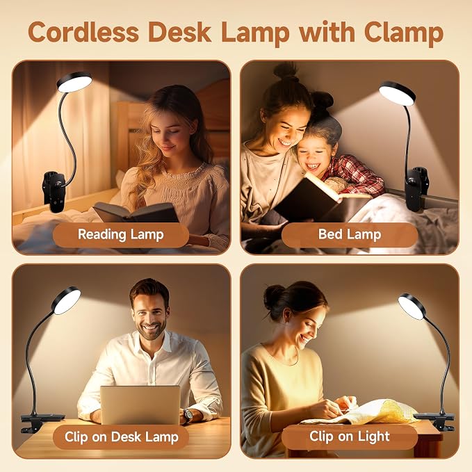 Mubarek Clip on Lamp, 5 Brightness+5 Color Clip on Light, 200LM 36 LED Reading - Image 6