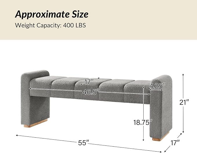 55" Upholstered End of Bed Bench - Image 2
