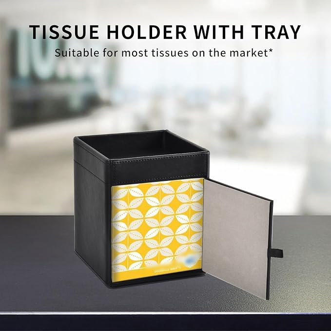 Tissue Box Cover Square Tissue Box Holder PU Leather Facial Tissues Organizer - Image 3