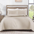 Exclusivo Mezcla Reversible California King Quilt Set, Brich Beige | by ExclusivoMezcla