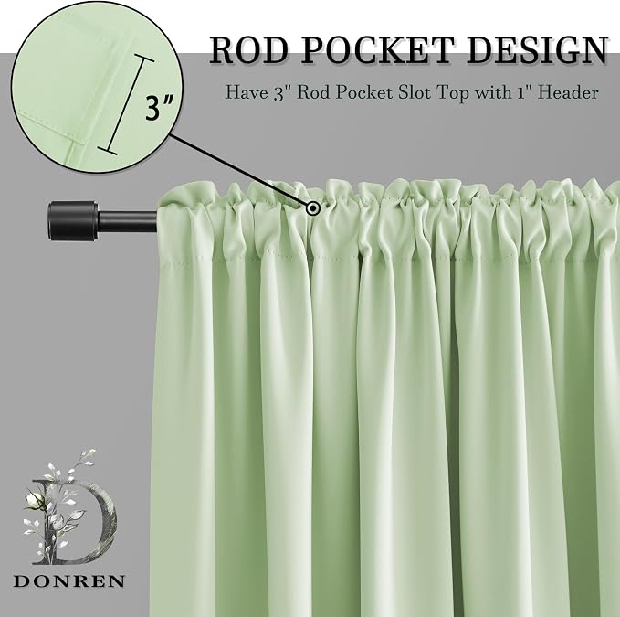 Light Green Blackout Curtains 96 inch Length - Image 3