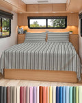 RV Short Queen Sheet Set 60 X 75 - 4 Piece RV Short Queen Bed Sheets - Soft, Breathable & Cooling - Designed for Bunks, Trailers & Campers - Fits 8” to 12" Mattress - Luxury Bedding - Grey Stripes 3