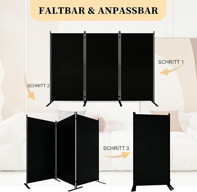 T&Jero 3-Panel Folding Room Divider, 6ft Tall Portable Privacy Screen Wall - Image 4