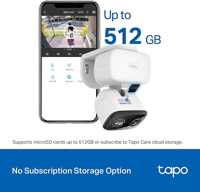 Tapo 2K Indoor/Outdoor Pan/Tilt Wired Security Camera - Baby Monitoring, Person & Baby Cry Detection, 360° Motion Tracking, Night Vision, No-Subscription Local Storage or Optional Cloud, C216 (2-Pack)