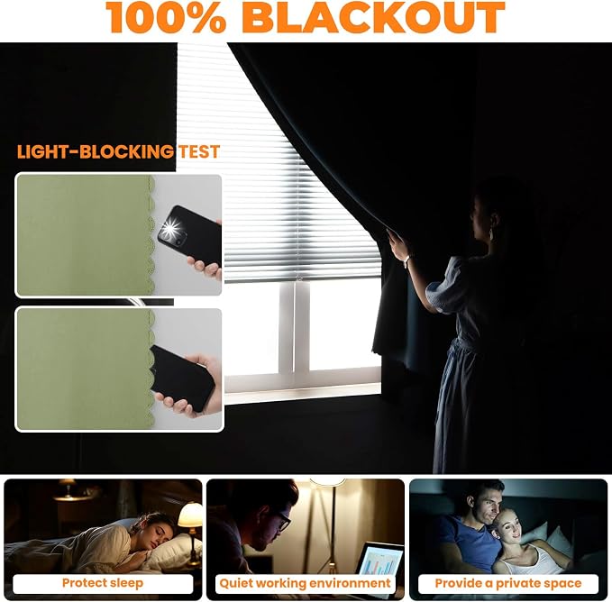 JILRON Adhesive Curtain 100% Blackout No-Drill Easy Install - Image 3
