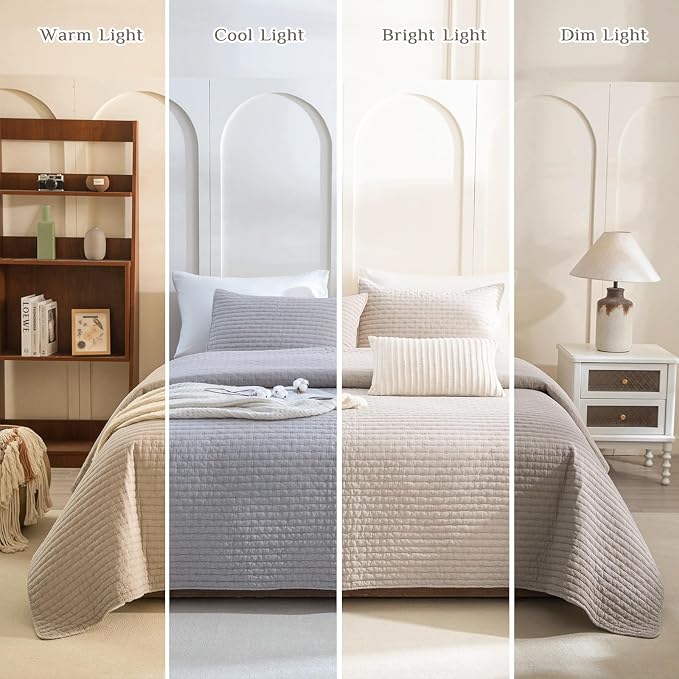 CozyTide Oversized Queen Quilt 102"x118", Stone-Washed Cotton Lightweight - Image 6