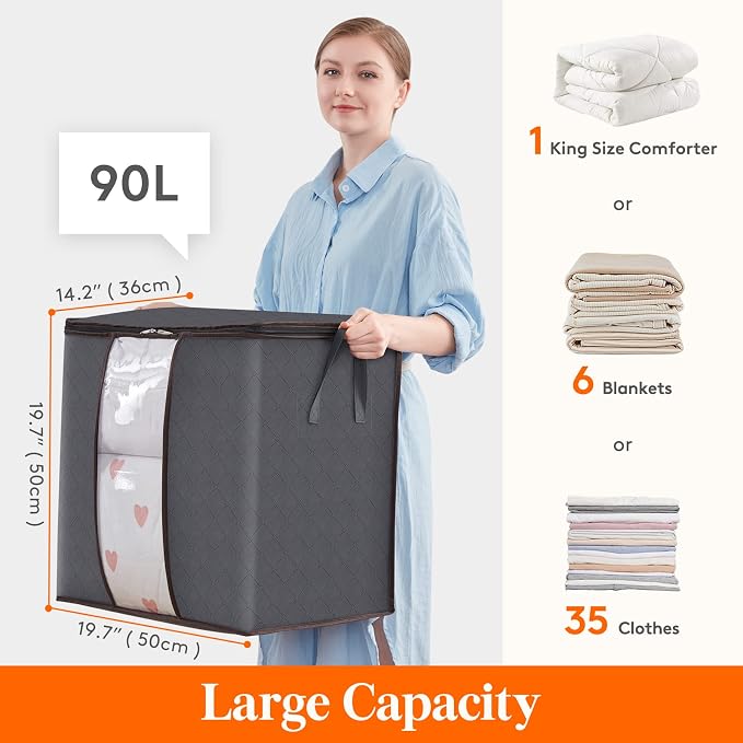 Lifewit 90L Extra Large Blanket Storage Bags, Foldable Comforter Storage - Image 2