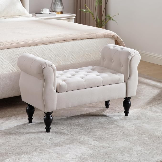 Storage Bench for End of Bed Bedroom, 39.7" Modern Ottoman Bench - Image 4