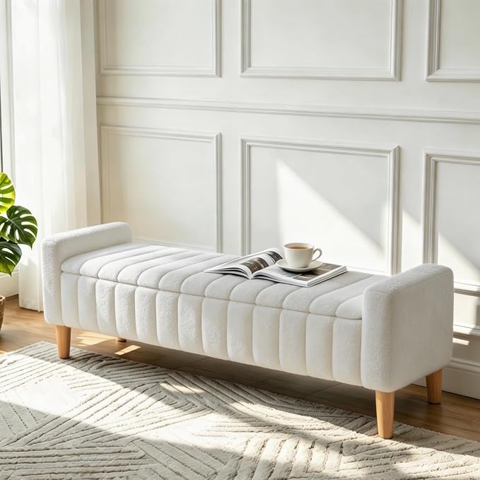 Aoiy & Wifon 63.4" W Large Storage Ottoman Bench, King Size End of Bed Storage by AoiyWifon