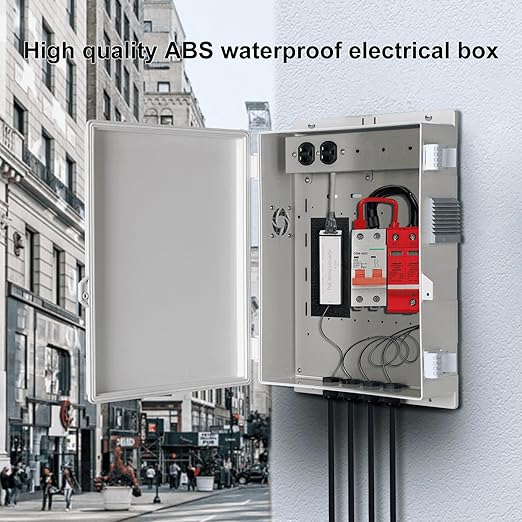 Namunanee Outdoor Electrical Junction Box with High Power Outlet, ABS Water Resistant Enclosure with Internal Mounting Panel & Hinged Cover (16" H* 12" L* 4" W)