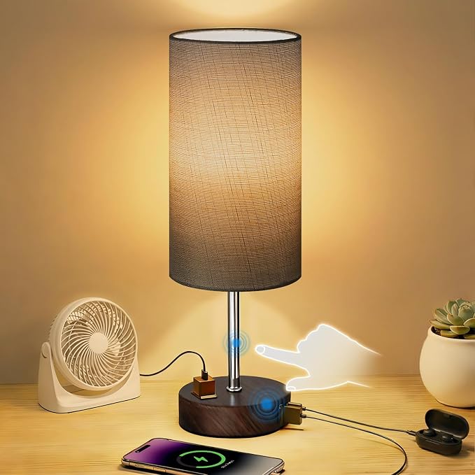 Table Lamp for Nightstand, High-Sensitivity Touch, 3-Level Dimmable Bedside Lamp by Unknown
