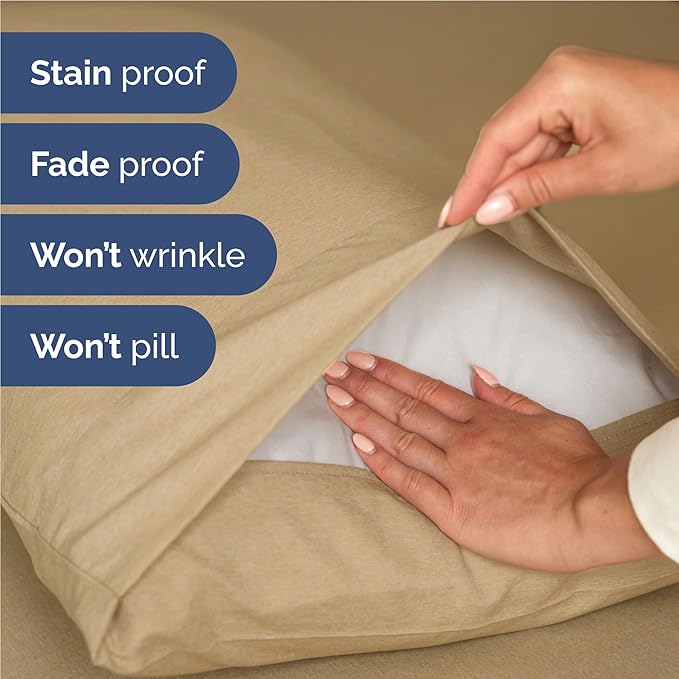 Twin XL Sheets Set 6 Piece - Includes 2 Pillowcases - Bed Sheets Twin XL - Soft Hotel Luxury Bedding - Cooling, Comfy & Breathable - 1 Flat & 1 Fitted & 2 Pillowcases w/ Deep Pockets - Heathered Tan