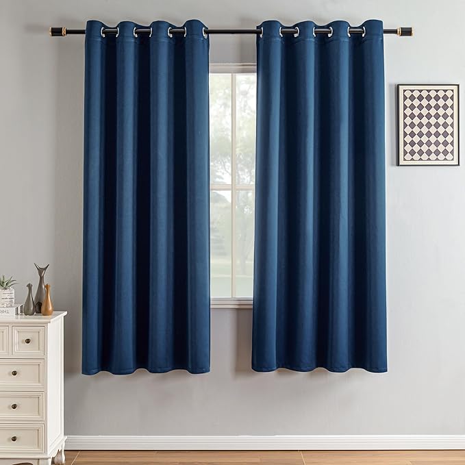 IGEMAEVE Blackout Curtains & Drapes Blue 52" W x 72" L Grommets | Bedroom | - Image 3