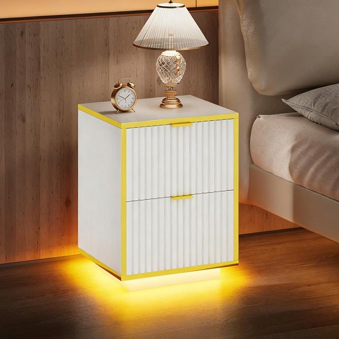 4ever2buy LED Nightstand with Drawers by 4ever2buy