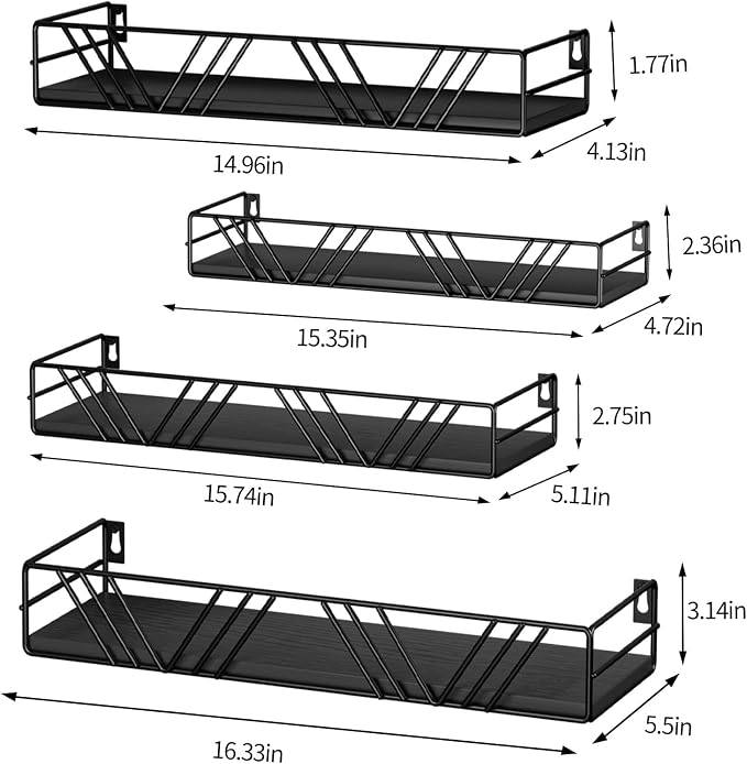 Amaoot Floating Shelves for Wall Set of 4, Wall Shelf Wood Floating Shelf | - Image 3