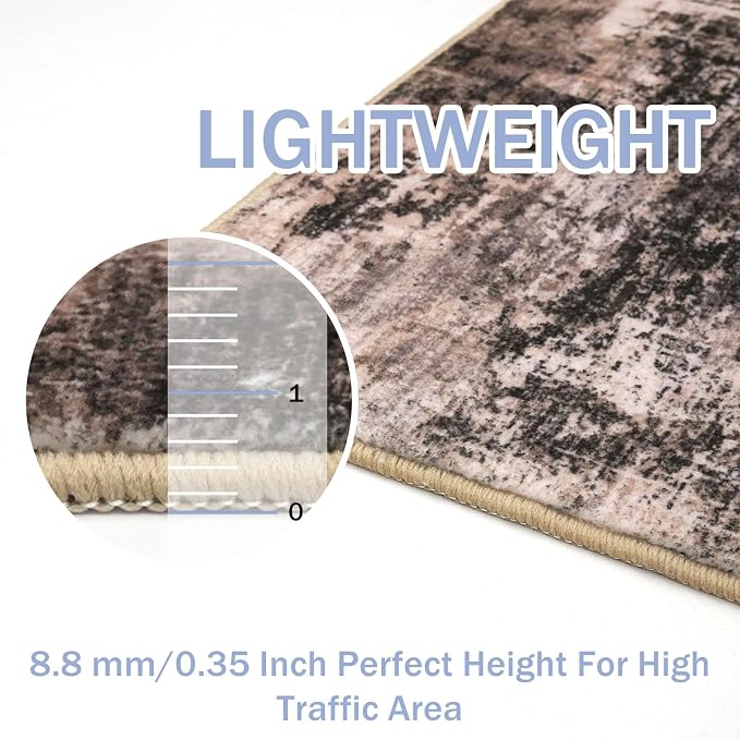 Abstract Round Area Rug 8 Ft Washable Circle Rugs Large Round Rug Non Slip Thin - Image 4