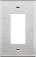 ENERLITES Decorator Switch or Outlet Metal Wall Plate, 430 Stainless Steel, Corrosion Resistant, Mid-Size 1-Gang 4.88" x 3.11", UL Listed, 7731M, Silver