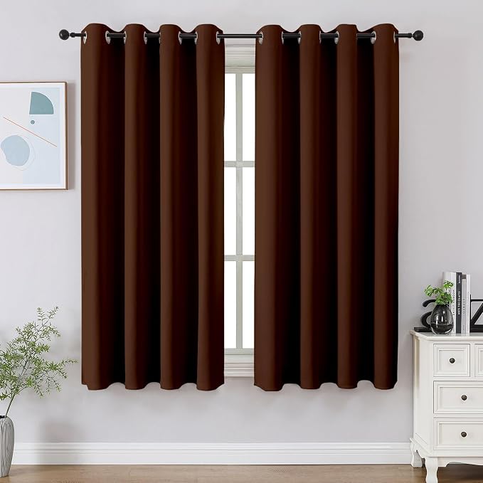 CUCRAF Brown Blackout Curtains 45 inch Length 2 Panels Set, Room Darkening by CUCRAF